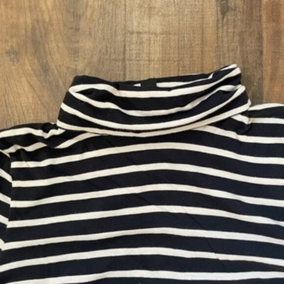 J.Crew Striped Navy White Turtleneck Long Sleeve Top 100% Cotton S - Picture 3 of 6